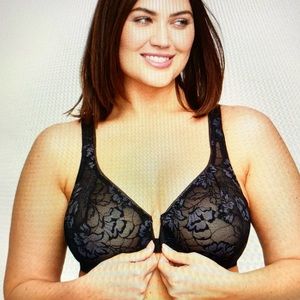 Glamorise Lacey T-Back Front-Closure WonderWire Bra